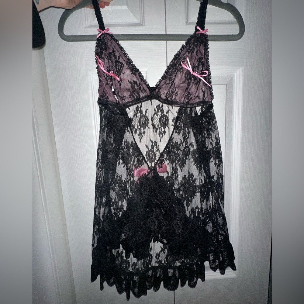 Victoria’s Secret Black Lace Babydoll Lingerie - Size Medium